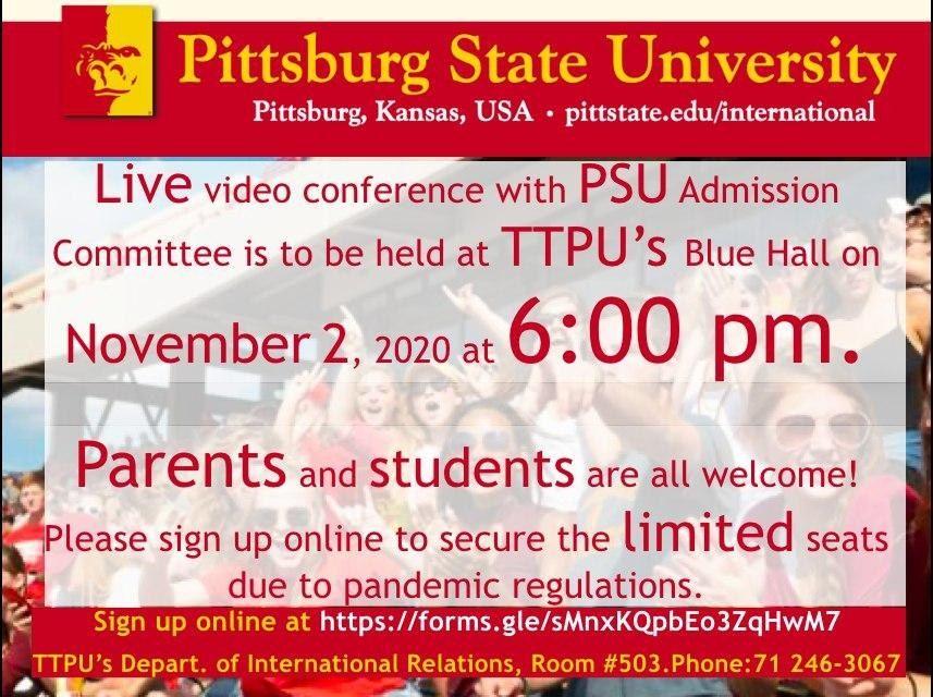 You are currently viewing Live video conference with Pittsburg State University about programs “1+1” and “2+2” is going to be held!