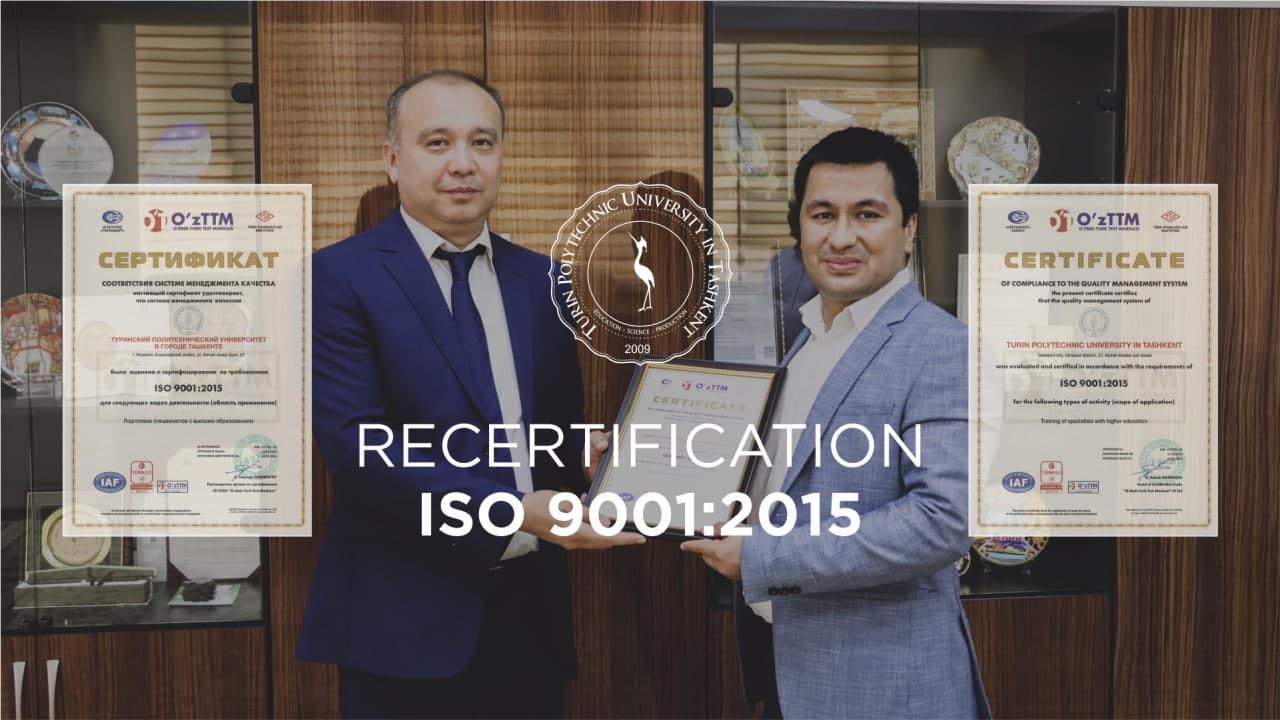 You are currently viewing Turin Polytechnic University in Tashkent renewed its Quality Management System certificate