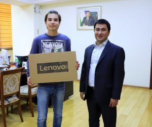 Read more about the article Our student Yuldashev Davronbek, who won through a random selection, received his prize – laptop today!
