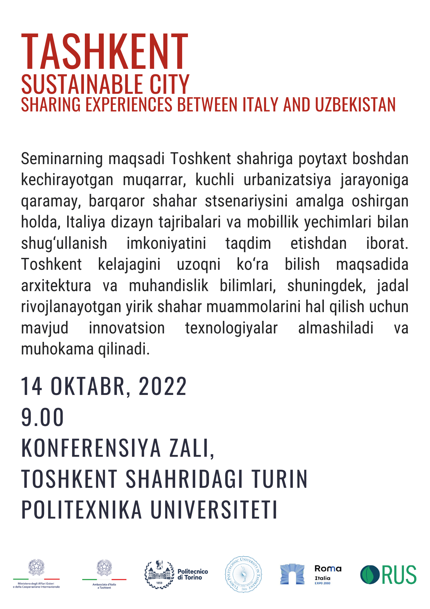 You are currently viewing Tashkent sustainable city sharing experience between Italy and Uzbekistan